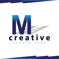 M Letter With Shadow Logo Template