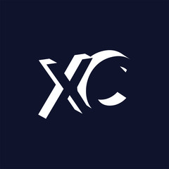 X C Initial Letter logo in negative space vector template