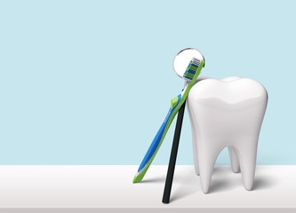 Tooth and dentist mirror