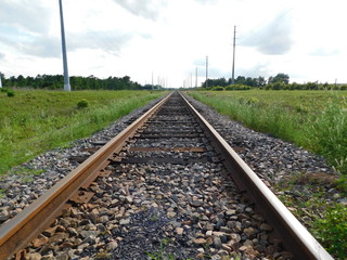 Fototapeta na wymiar Railroad tracks to nowhere