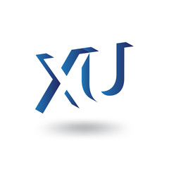 X U Initial Letter logo in negative space vector template
