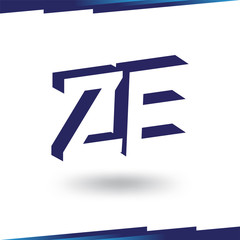 Z E Initial Letter logo in negative space vector template