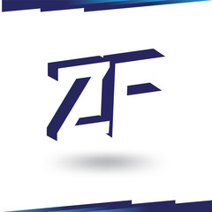 Z F Initial Letter logo in negative space vector template