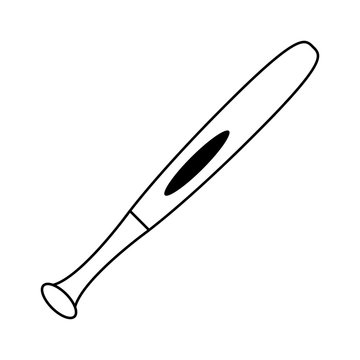 Baseball bat isolated cartoon in black and white