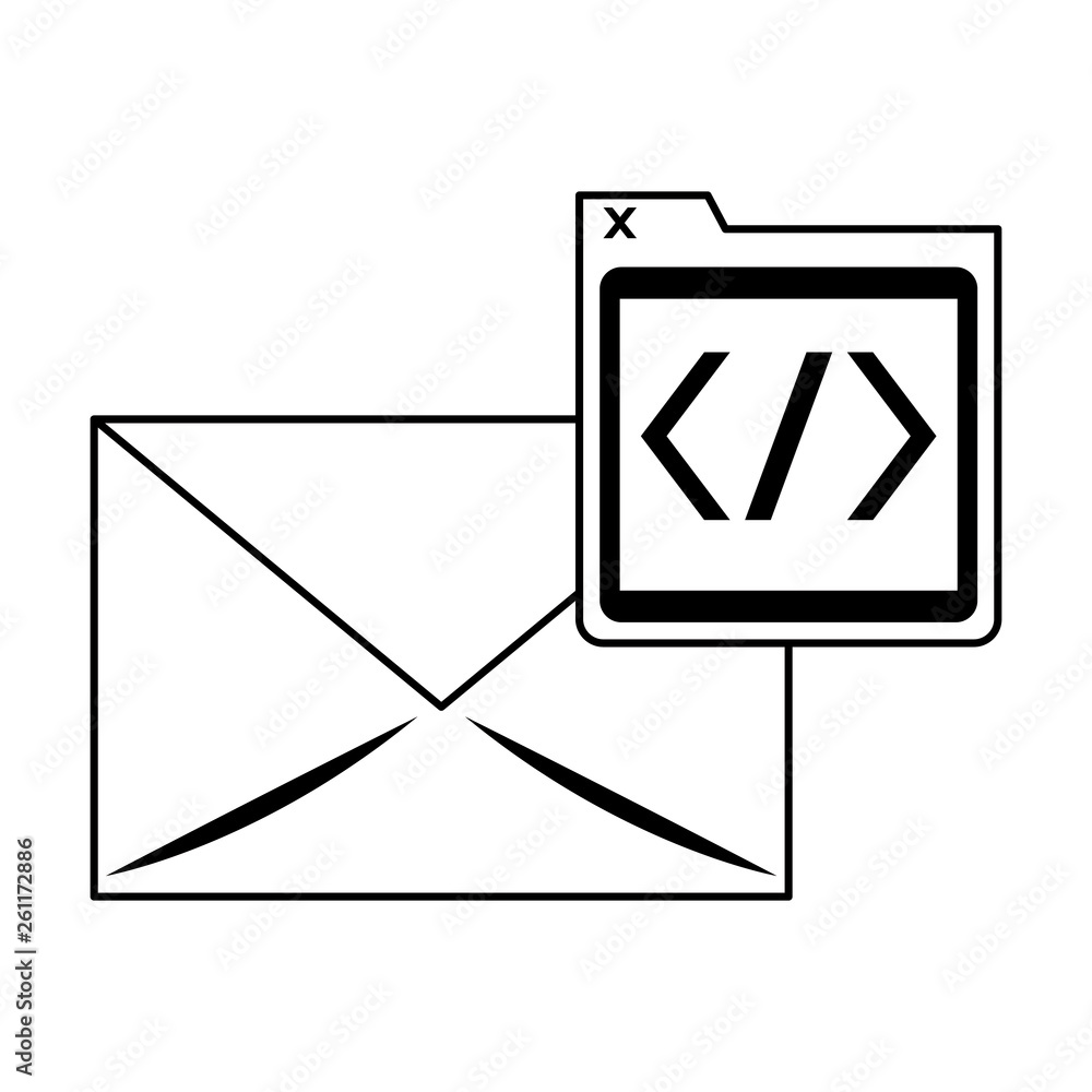 Aufkleber programming codes technology in black and white