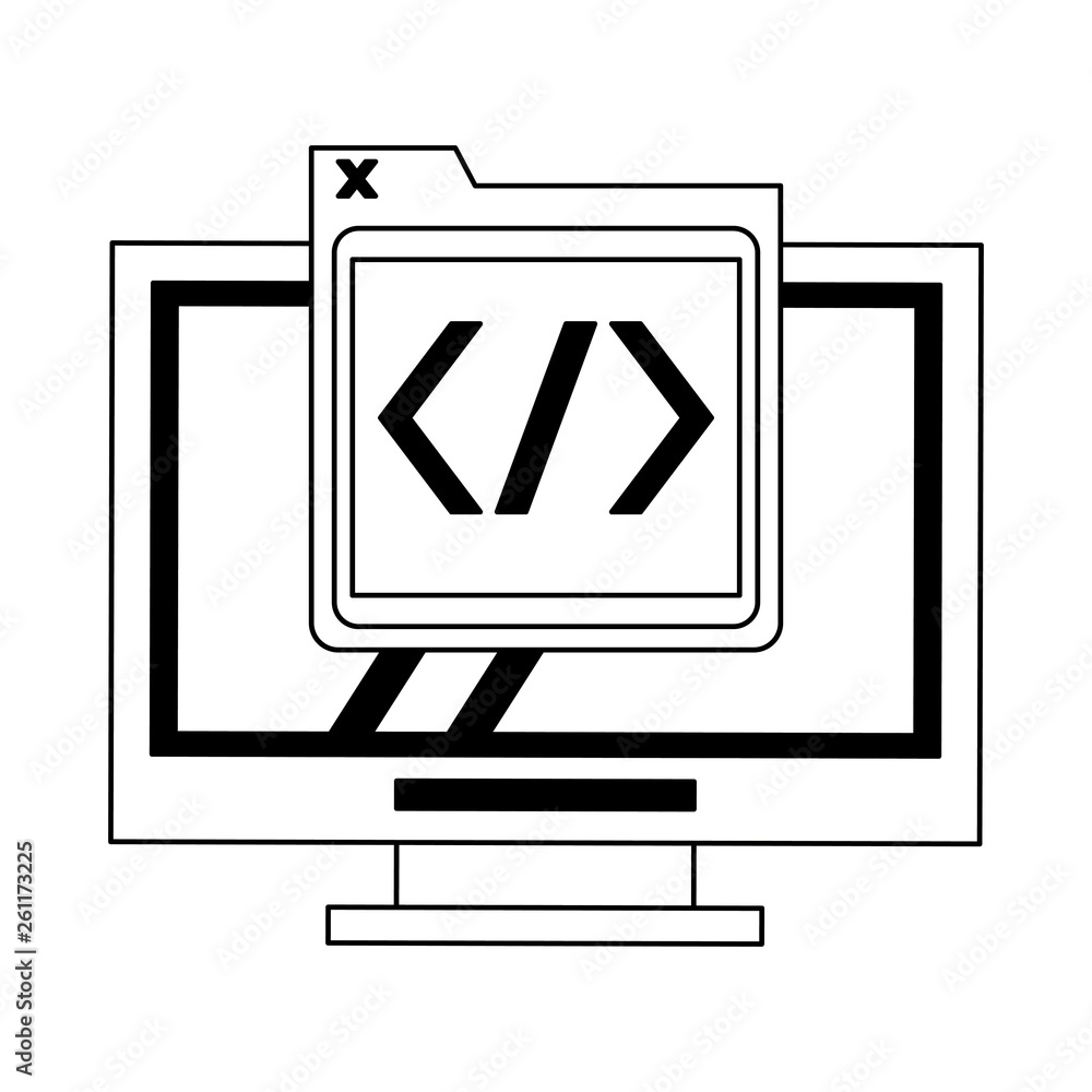 Poster programming codes technology in black and white