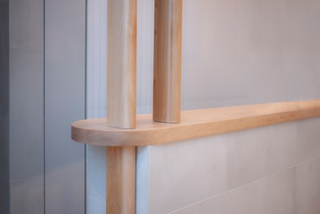 White birch wood shelf display angle