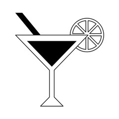 summer cocktail with orange ans straw cup black and white