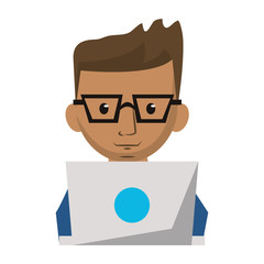 Man using laptop cartoon