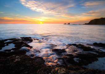 Seascape of a sunset in Laguna Beach, California.