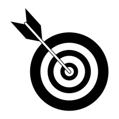 Target dartboard symbol isolated black and white