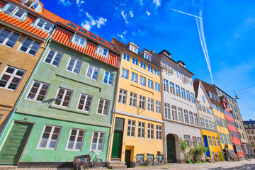 Obraz premium Copenhagen, Denmark-August 1, 2018: Typical Danish architecture in the historic city center