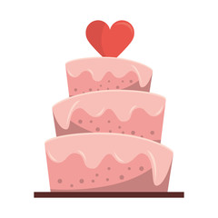 Wedding cake with heart cartoon