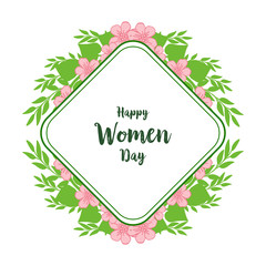 Vector illustration banner of happy women day with pattern of leaf flower frame