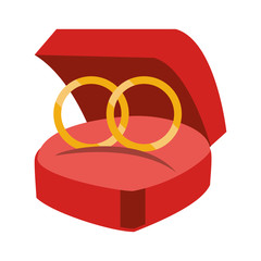 Wedding rings in box cartoon isolated