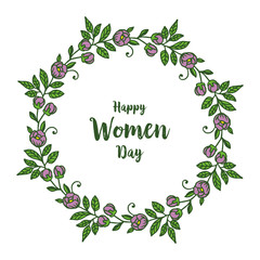 Fototapeta premium Vector illustration happy women day cards with artwork purple flower frame