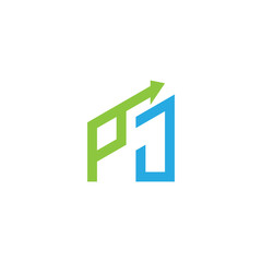 initial letter logo with growing arrows