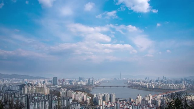 4K,Time lapse. The Han River Scenic Area in Seoul, the capital of South Korea.