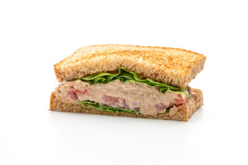 Homemade Tuna Sandwich on white background