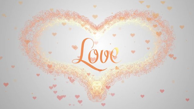 Love confession. Valentine's Day heart made of orange splash is appearing. Then the heart is dispersing. Isolated on white background. Share love. Action. Animation. 4K.