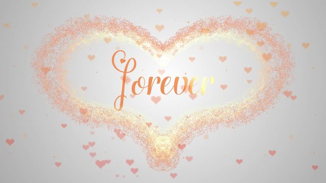Valentine's Day heart made of orange splash is appearing. Then the heart is dispersing. Isolated on white background. Forever together Share love. Action. Animation. 4K.