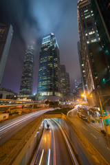 Fototapeta na wymiar Lights streak traffic in city night.