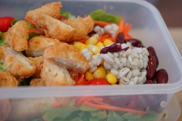 Mixed vegetable cereal salad is a food for happiness.
