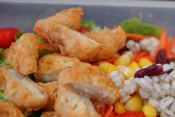 Mixed vegetable cereal salad is a food for happiness.