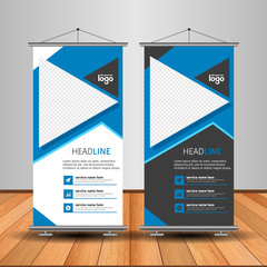 Modern Orange Roll Up Banner. Advertising vector template design