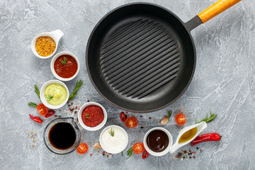 Set of different sauces