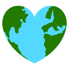 Isolated heart shaped Earth. Earth day. Vector illustration design