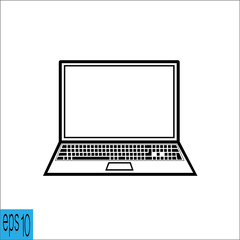 Laptop icon , thin line icon - vector illustration