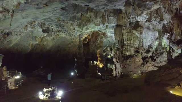 fantastic inner aerial view famous deep ancient cave protected by government in Asian national park