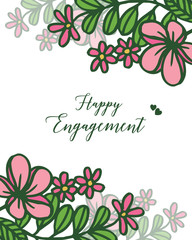 Vector illustration letter of happy engagement with wreath frame