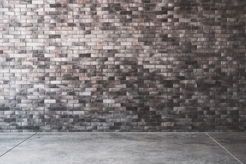 Dark room stone brick wall texture background.