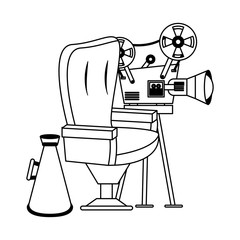 Cinema and movies cartoons in black and white