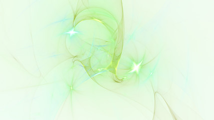 Abstract transparent green crystal shapes. Fantasy light background. Digital fractal art. 3d