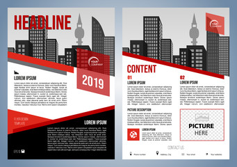Vector flyer, corporate business, annual report, brochure design and cover presentation with red rectangle