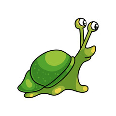 Cute small whole green snail with small shell