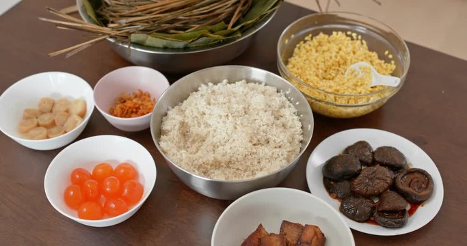 Food prepare for making sticky rice dumpling