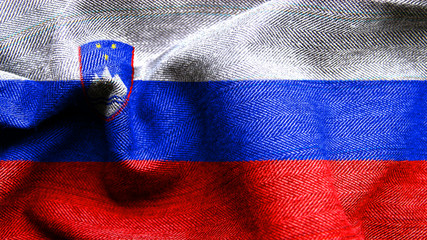 High resolution Slovenia flag flowing with texture fabric detailHigh resolution Slovenia flag flowing with texture fabric detail