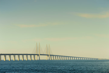 Fototapeta na wymiar Oresund bridge between Denmark and Sweden.