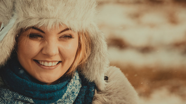 Female wearing warm outfit during winter