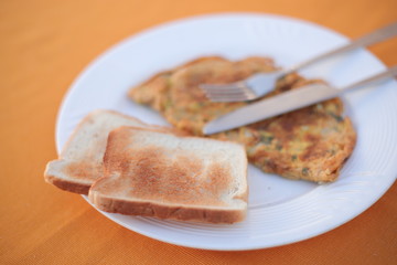 fried egg on white plate