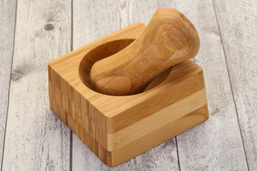 Empty Wooden mortar