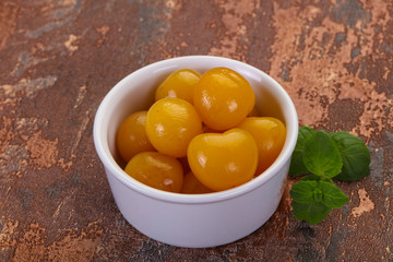 Yellow ripe cherry dessert