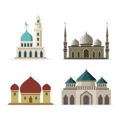 flat design mosque set