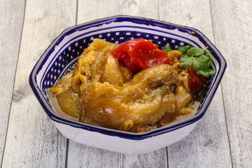 Caucasian cuisine - baked eggplant and tomato