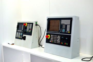Computer menu for managing modern industrial metalworking CNC machine tools. Selective focus.