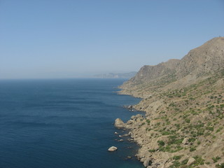 Fototapeta na wymiar Rocks and mountains against the sea on the peninsula of Crimea.